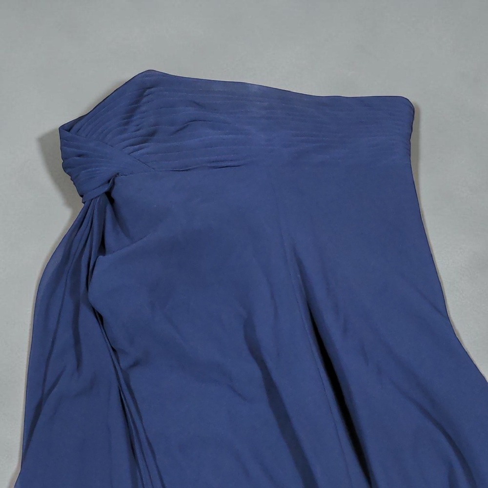 David's Bridal F12284 Navy Blue Bridesmaid Dress High Low Chiffon Size 10 Formal - Picture 8 of 12